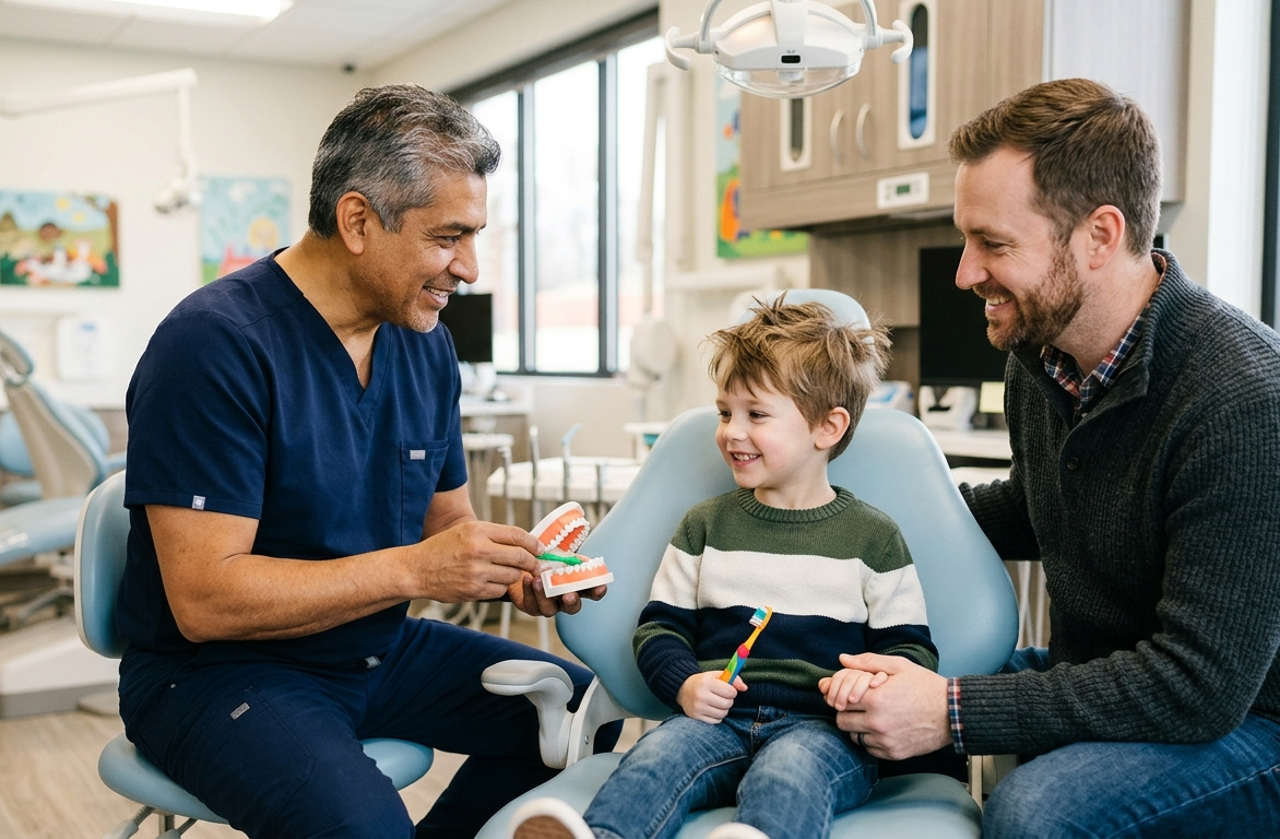 Happy child at pediatric dentist in Newark NJ